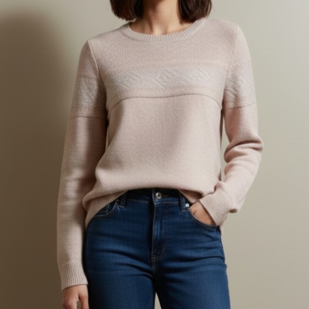 😍2/$20 Gap XS Mixed Stitch Pullover Soft Wool Blend Pink Crewneck Knit Sweater
